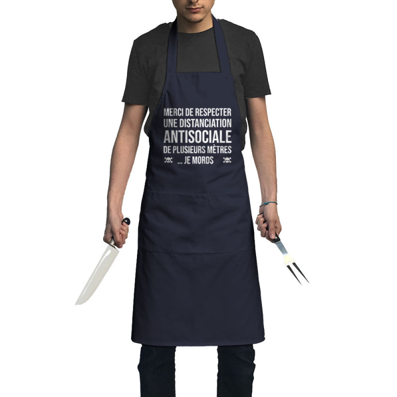 Tablier unisexe bleu marine Distanciation Antisociale (Gondrax,Slogans Débiles,Humour)