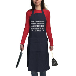 Tablier unisexe bleu marine Distanciation Antisociale (Gondrax,Slogans Débiles,Humour)