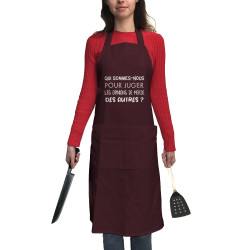 Tablier unisexe bordeaux Qui sommes-nous (Gondrax,Slogans Débiles,Humour)