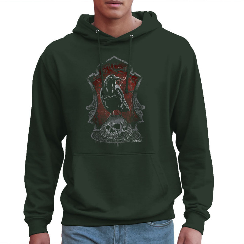 Sweat homme à capuche vert foncé Diabolik Evil Crow (Simon,Diabolik,Têtes de morts,Enfer)