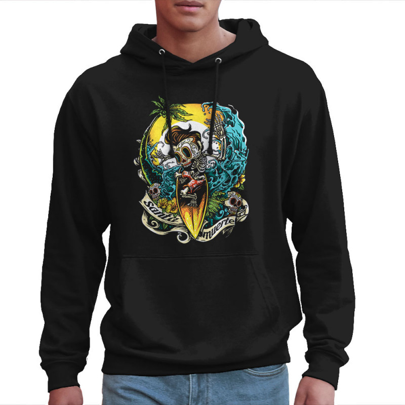 Sweat homme à capuche noir Santa Muerte - Surfin Skull (Santa Muerte,Têtes de morts,Skate)
