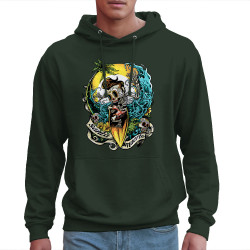 Sweat homme à capuche vert foncé Santa Muerte - Surfin Skull (Santa Muerte,Têtes de morts,Skate)