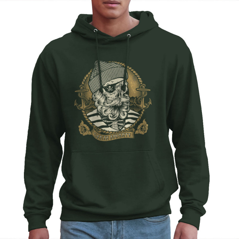 Sweat homme à capuche vert foncé Santa Muerte - Dead Fisherman (Simon,Santa Muerte,Têtes de morts)