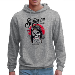 Sweat homme à capuche gris chiné Copper Bones - Superior Motors (Copper Bones,Moto,Têtes de morts)