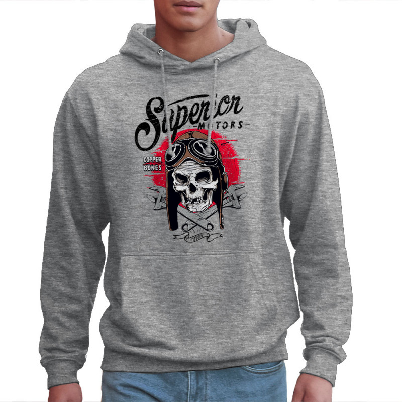 Sweat homme à capuche gris chiné Copper Bones - Superior Motors (Copper Bones,Moto,Têtes de morts)