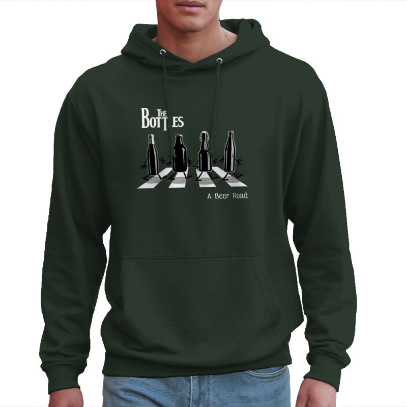 Sweat homme à capuche vert foncé The Bottles (Gondrax,Humour,Alcool,Amazon)
