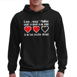 Sweat homme à capuche noir Les jeux vidéo ont ruiné ma vie (Humour,Jeux Vidéo / Geek)