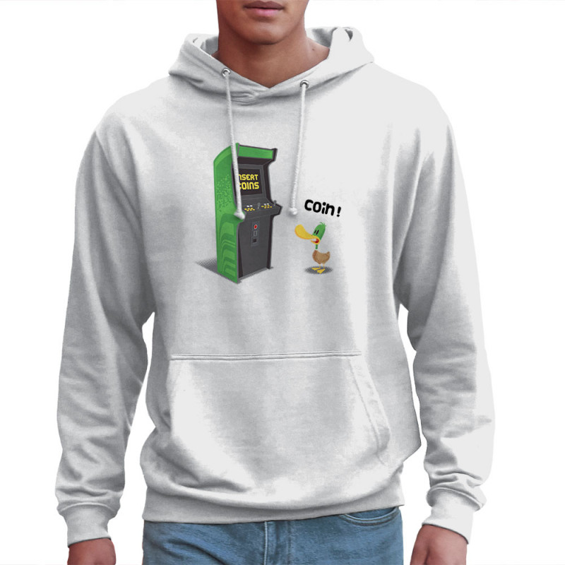 Sweat homme à capuche blanc Insert Coins (Ted Boundy,Animaux,Humour,Jeux Vidéo / Geek)