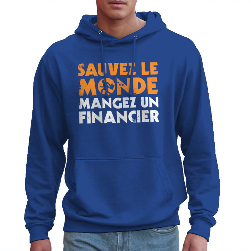 Sweat homme à capuche bleu royal Sauvez le monde (Ted Boundy,Slogans engagés,Humour)