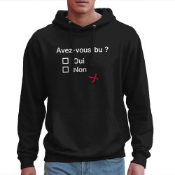 Sweat homme à capuche noir Avez-vous bu ? (Le Duc,Alcool,Humour,Enfer)