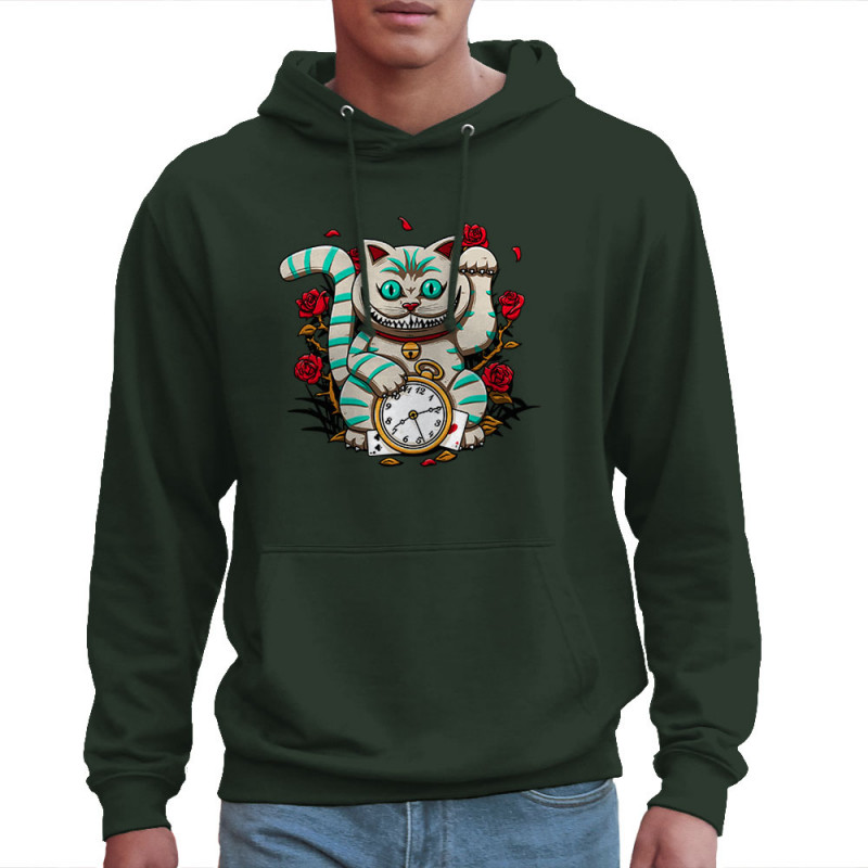 Sweat homme à capuche vert foncé Lucky Alice Cat (Le Duc,Animaux,Chats)