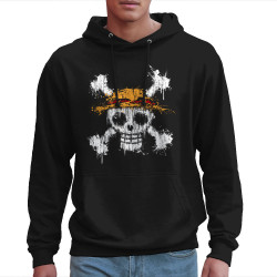 Sweat homme à capuche noir One Skull (Le Duc,Têtes de morts,Jeux Vidéo / Geek,Manga Kawaï japan,Détournements)