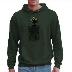 Sweat homme à capuche vert foncé Know Your Roots (Ecologie,Ethnique)