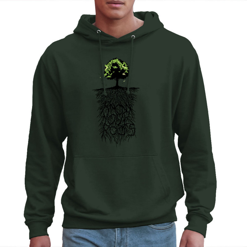 Sweat homme à capuche vert foncé Know Your Roots (Ecologie,Ethnique)