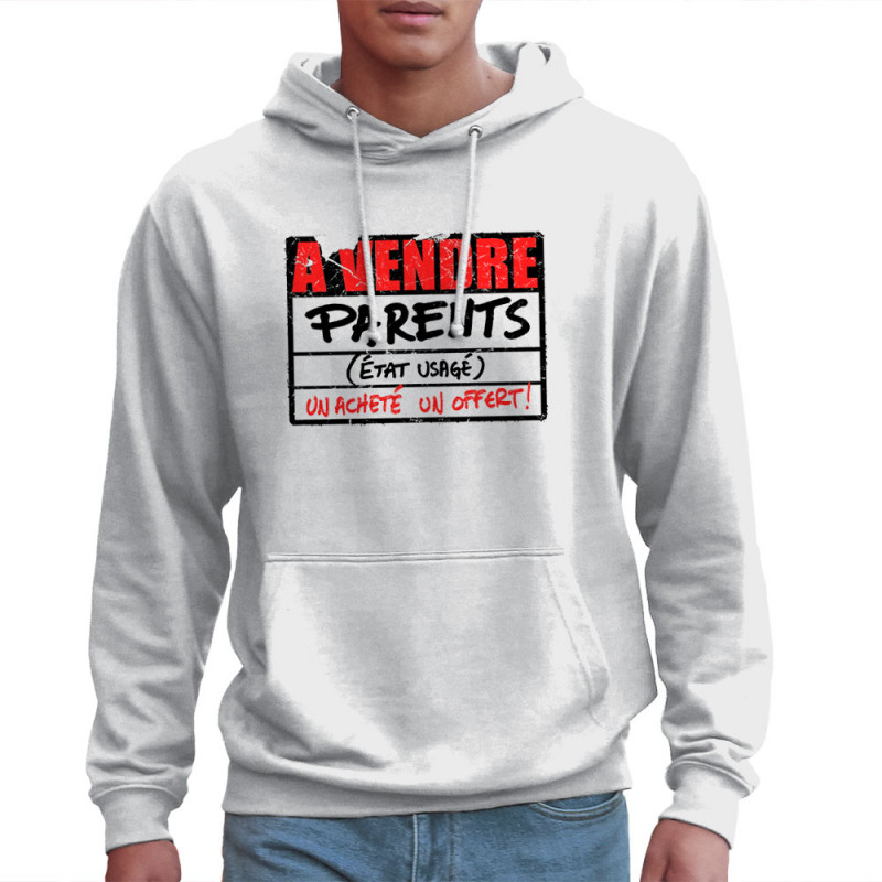 Sweat homme à capuche blanc A vendre parents (Gondrax,Humour)
