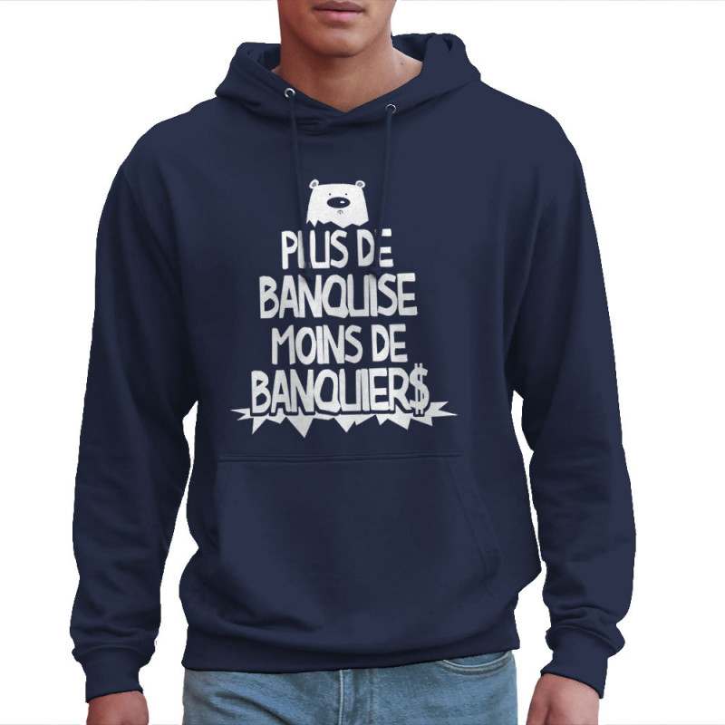 Sweat homme à capuche  Plus de banquise (Gondrax,Slogans engagés,Ecologie)