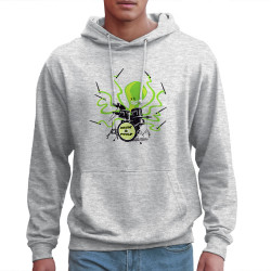 Sweat homme à capuche gris chiné clair Poulpy Drum (Animaux,Humour,Ted Boundy)