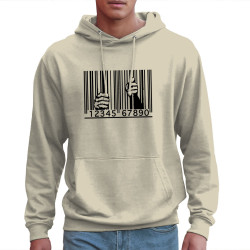 Sweat homme à capuche  Code barre prison (Slogans engagés)