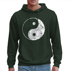 Sweat homme à capuche vert foncé Ying Yang (Ethnique)