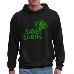 Sweat homme à capuche noir Save Earth (Ecologie)