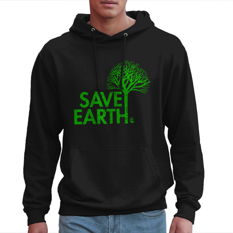 Sweat homme à capuche noir Save Earth (Ecologie)