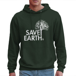 Sweat homme à capuche vert foncé Save Earth (Ecologie)