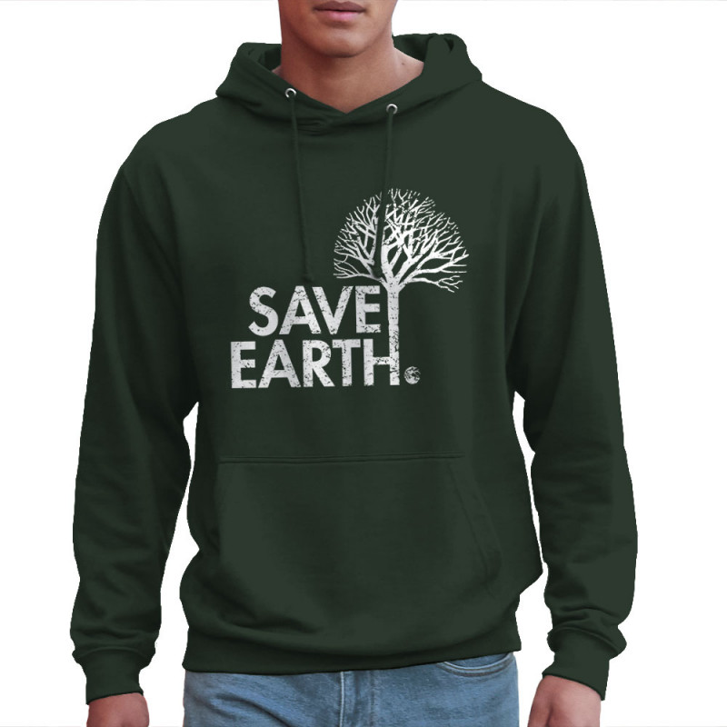 Sweat homme à capuche vert foncé Save Earth (Ecologie)