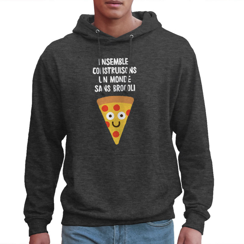 Sweat homme à capuche gris anthracite Construisons un monde sans brocoli (Alex Kidd,Fruits & Légumes,Humour)