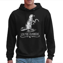 Sweat homme à capuche noir Loutre Ouvrière (Gondrax,Les Bébêtes,Animaux,Humour)