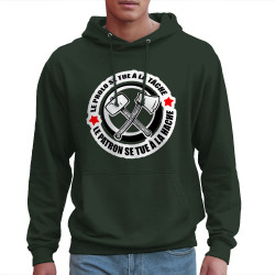 Sweat homme à capuche vert foncé Le prolo se tue à la tâche (Slogans engagés)