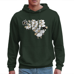 Sweat homme à capuche vert foncé Moutons (Gondrax,Humour,Slogans engagés,Animaux)