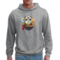Sweat homme à capuche gris chiné Asian Food Panda (Animaux,Manga Kawaï japan)