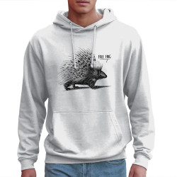Sweat homme à capuche blanc Free Hug (Gondrax,Les Bébêtes,Animaux)
