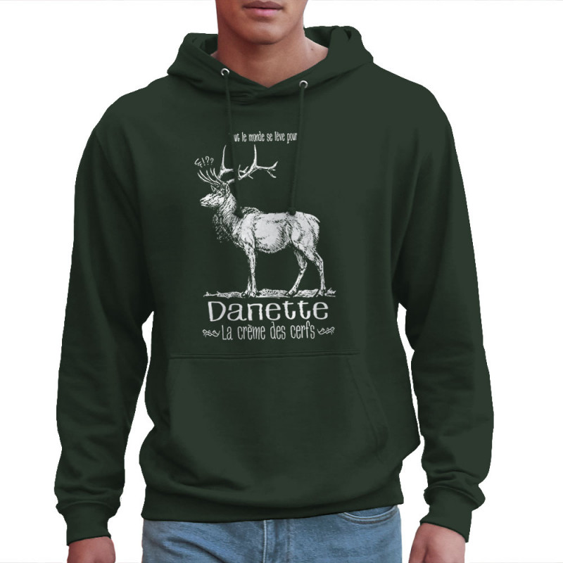 Sweat homme à capuche vert foncé La crème des cerfs (Gondrax,Les Bébêtes,Animaux)