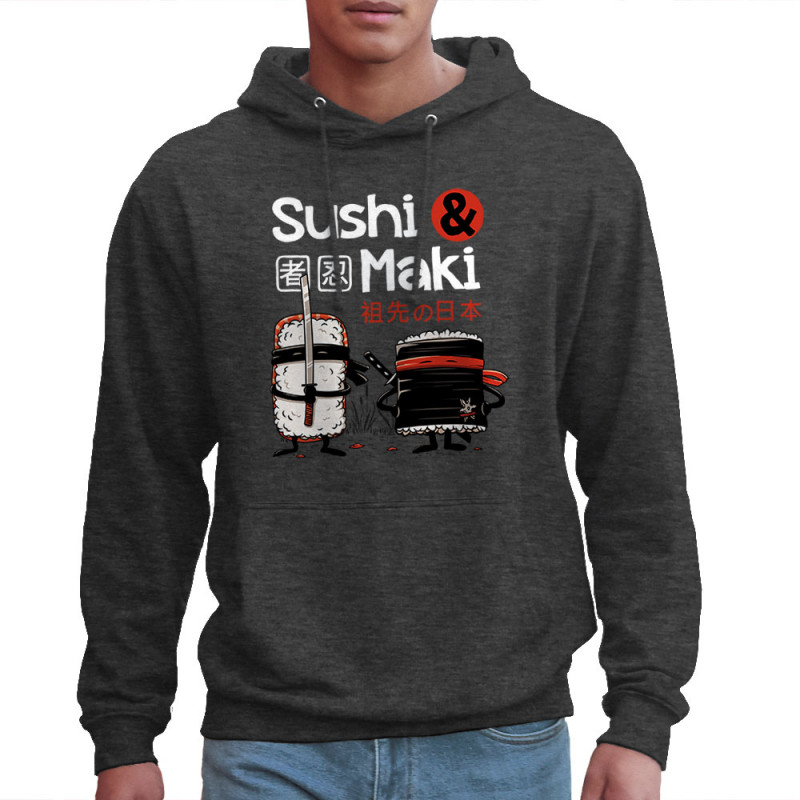Sweat homme à capuche gris anthracite Sushi et Maki (Le Duc,Fruits & Légumes,Humour,Manga Kawaï japan)