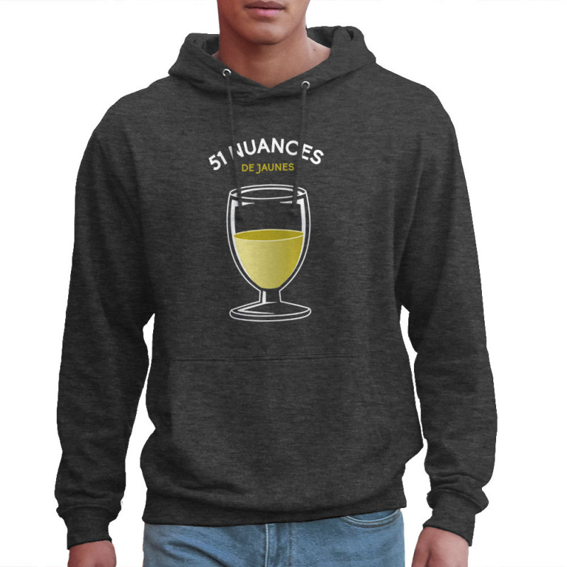 Sweat homme à capuche gris anthracite 51 nuances de jaunes (Le Duc,Alcool)
