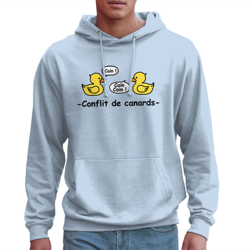 Sweat homme à capuche bleu ciel Conflit de canards (Animaux,Humour,El Zorro)