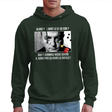 Sweat homme à capuche vert foncé Il dort le gros con (Films/Séries,Les Tontons Flingueurs)
