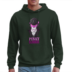 Sweat homme à capuche vert foncé Pinky Blinders (Mr Mouton,Animaux,Films/Séries)
