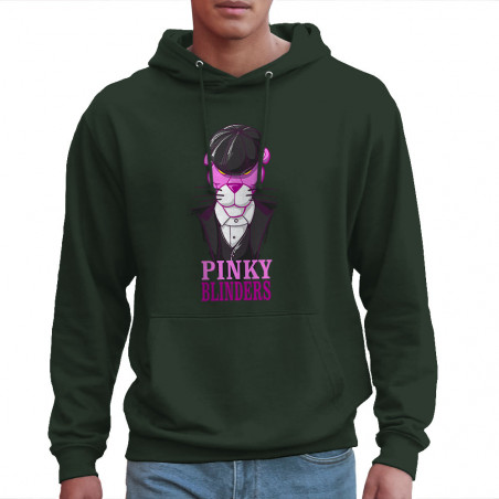Sweat homme à capuche vert foncé Pinky Blinders (Mr Mouton,Animaux,Films/Séries)