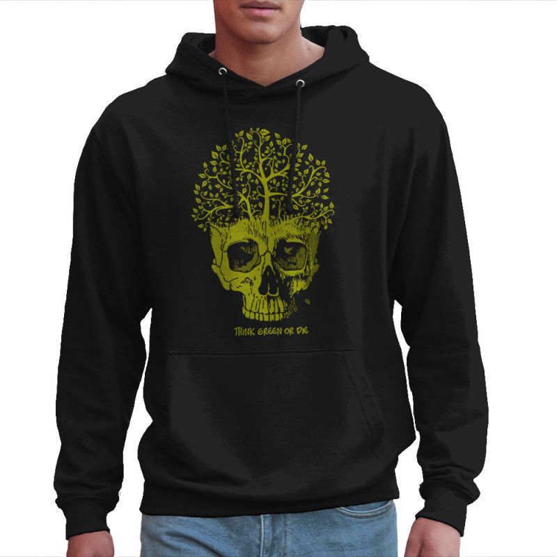 Sweat homme à capuche noir Think green or die (Gondrax,Ecologie,Têtes de morts)