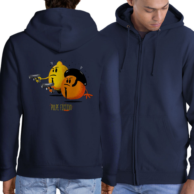 Sweat homme à capuche zippé bleu marine Pulpe Fiction (Gondrax,Fruits & Légumes,Films/Séries)