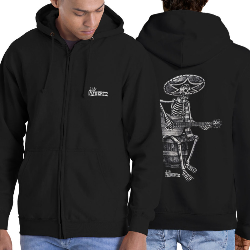 Sweat homme à capuche zippé noir Santa Muerte - El Guitarrista (Santa Muerte,Têtes de morts,Rock & Punk)
