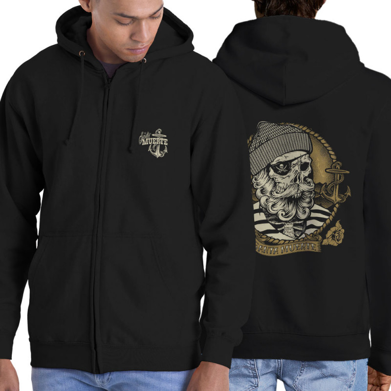 Sweat homme à capuche zippé noir Santa Muerte - Dead Fisherman (Simon,Santa Muerte,Têtes de morts)