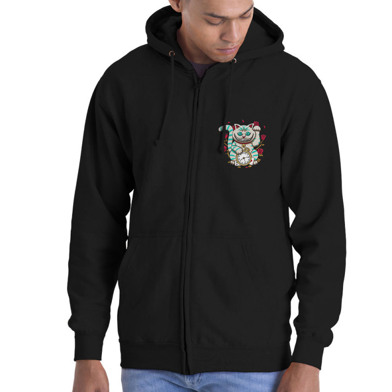 Sweat homme à capuche zippé noir Lucky Alice Cat (Le Duc,Animaux,Chats)