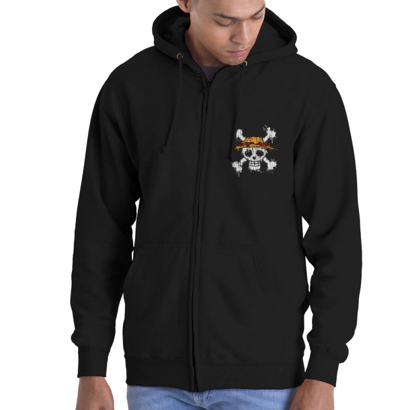 Sweat homme à capuche zippé noir One Skull (Le Duc,Têtes de morts,Jeux Vidéo / Geek,Manga Kawaï japan,Détournements)