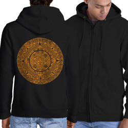 Sweat homme à capuche zippé noir Calendrier Aztèque (Ethnique)