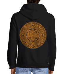 Sweat homme à capuche zippé noir Calendrier Aztèque (Ethnique)