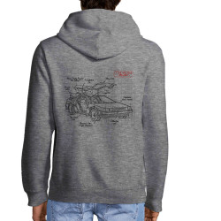 Sweat homme à capuche zippé gris chiné Dolorean Plan (Le Duc,Films/Séries)