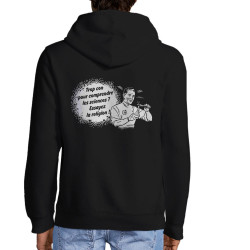 Sweat homme à capuche zippé noir Trop con pour comprendre la science (Slogans engagés,Humour)